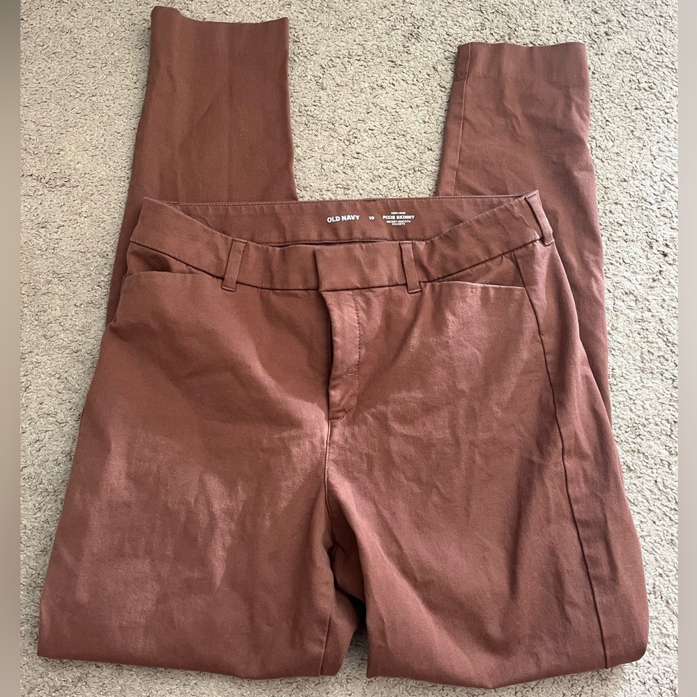 Old Navy High-Rise Pixie Skinny Pants Brown - Picture 3 of 10